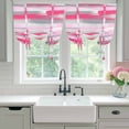 thumbnail image 4 of Pink Gray Stripes Tie Up Curtains 45 Inches Long, Kitchen Window Curtains Over Sink, Watercolor Modern Abstract Minimalist Small Window Curtains Shade Balloon Curtains Valances for Bedroom 34"x45", 4 of 8