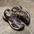 thumbnail image 5 of Leather Sandals for Men Men's Outdoor Leather Non-slip Anti-kick and Anti-collision Beach Sandals Coffee 10(43), 5 of 7