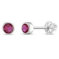 thumbnail image 1 of Bezel Set Simulated Ruby Toddler Screw Back Earrings 14k White Gold, 1 of 6