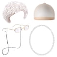 thumbnail image 2 of Wigs for Women Old Lady Costume for Kids 100 Days of School Bun Wig Glasses Wig Cap Pearl Necklace Accessories Wigs Human Hair Lace Front Wigs, 2 of 4
