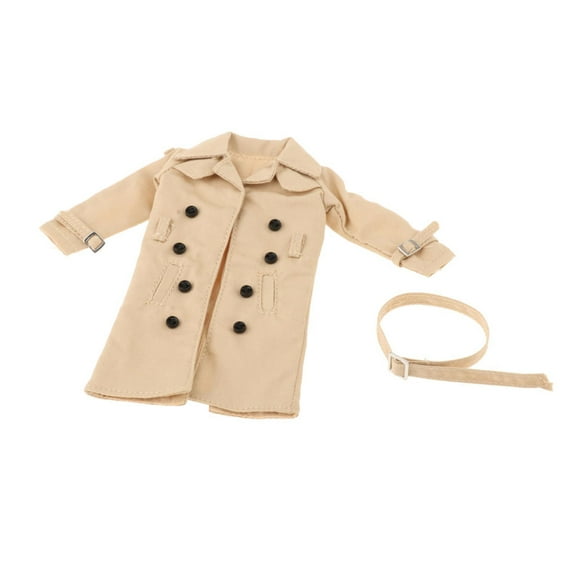 Gabardina en miniatura a escala 1:12 para cosplay, para vestir, figura masculina de moda. Caqui