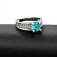 thumbnail image 3 of Uloveido Women Platinum Plated Round Cut Blue Cubic Zirconia Promise Engagement Rings for Her Wedding Jewelry Valentine's Gifts for Girls Girlfriend (Blue, Size 8) Y006, 3 of 7