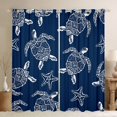 thumbnail image 1 of Erosebridal Rideaux Imprimés Tortue de Mer Lot de 2 (42x84), Étoile de Mer Mignonne 30 %-50 % Occultants, Bleu, 1 of 5