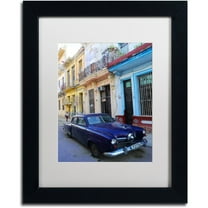 Trademark Fine Art 'Vatage Blue Studebaker in Havana' Canvas Art by Masters Fine Art, White Matte, Black Frame