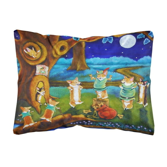 Carolines Treasures 7415PW1216 Corgi Robin Hood Fabric Decorative Pillow , 12H x16W, multicolor