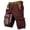 Wine, variant on Men's Vintage Distressed Cargo Shorts with Ripped American Flag Print and Multi-Pockets Featuring Relaxed Fit Design for Summer Beach Fishing Hiking Army Green L