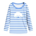 thumbnail image 5 of Wxirdiow Girls Sweatshirts Girls Striped Thumb Hole Long Sleeve Shirts Kids Crewneck Tunic Tops Curved Hem Tees Sky Blue Size,5-6 Years, 5 of 5
