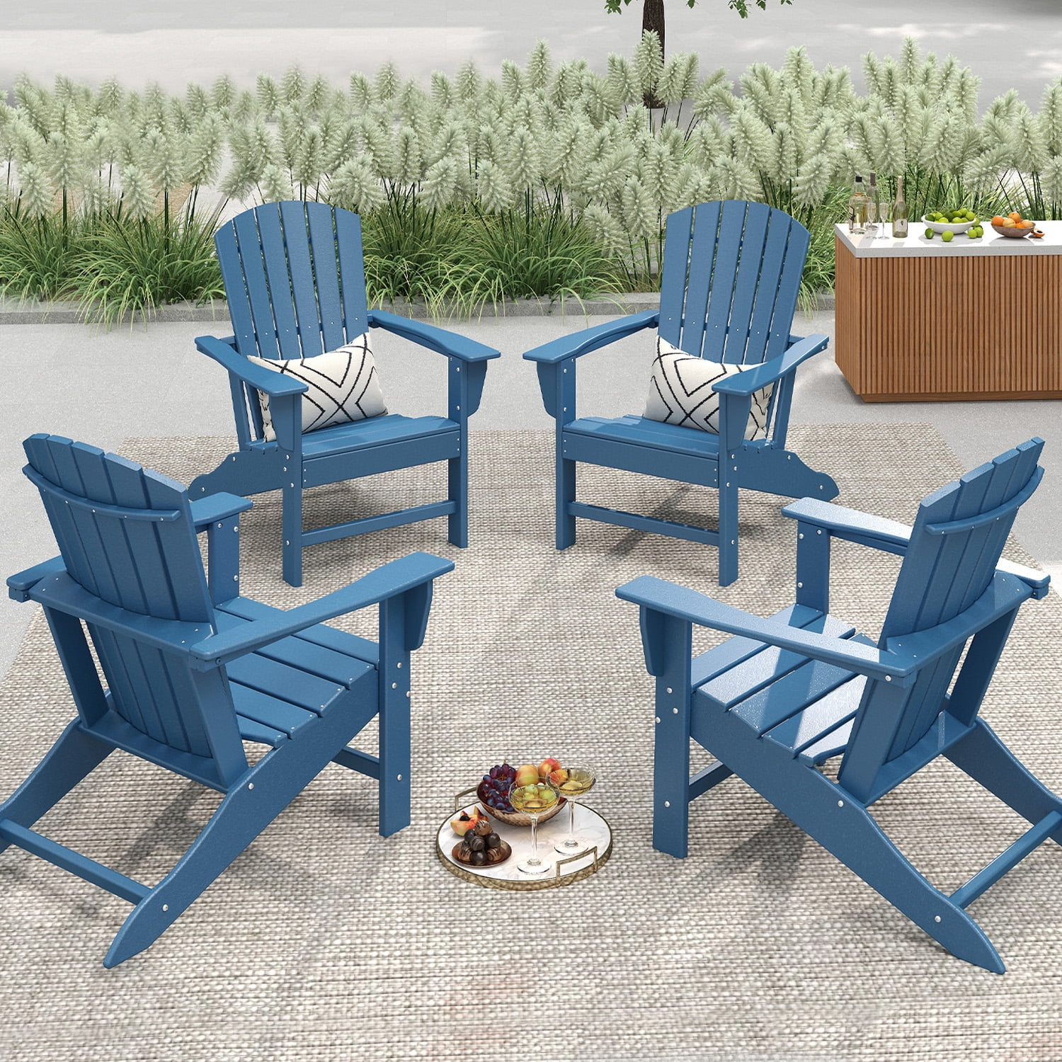 FURRYFECTION Adirondack Chairs Set of 2,HDPE All-Weather Adirondack Chair, Plastic Outdoor Patio Lawn Chairs for Patio Garden Backyard Deck,Blue