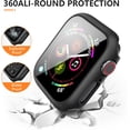 thumbnail image 2 of 3 Pack Case for Apple Watch Screen Protector 44mm SE Series 6 Series 5 Series 4, Hard PC Full Protective Cover with Tempered Glass for iWatch 44mm (Black, 3 Pack), 2 of 5