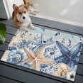 thumbnail image 4 of Coastal Washable Small Entryway Area Rugs 2'x3', Ocean Blue Beige Starfish Shells Leaves Wood Grain Low Pile Throw Rug Non-Slip Sturdy Edge Binding Carpet for Front Door Floor Room Entry, 4 of 9