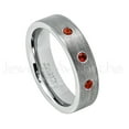 thumbnail image 1 of 6mm Pipe Cut Tungsten Ring - 0.21ctw Garnet 3-stone Band - Personalized Tungsten Wedding Ring - Custom Made January Birthstone Ring TN019BS, 1 of 1
