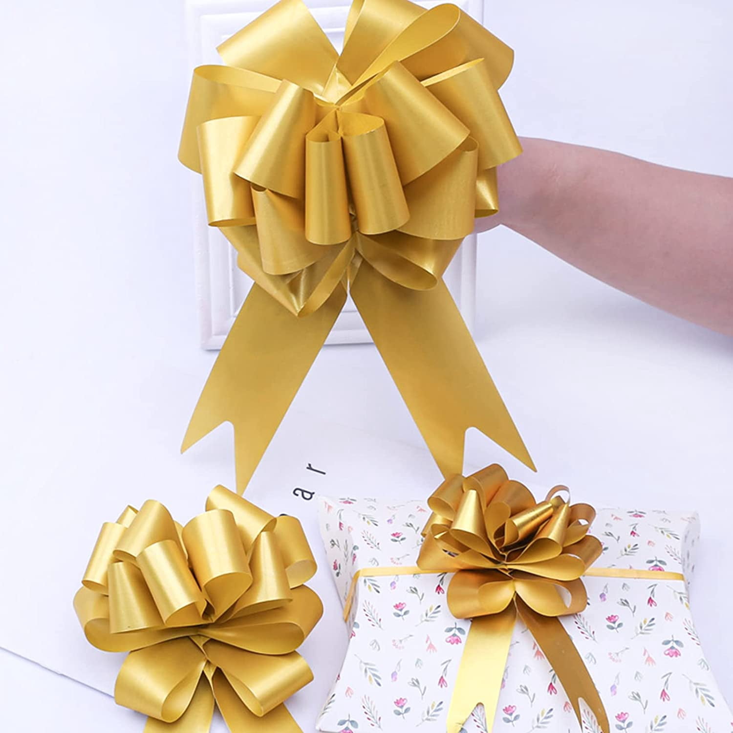 30 PCS Christmas Gold Gift Wrap Bows, Pull Bows for Wrapping, Large Decor Bow Baskets, Flower Bouquets, Birthday Present Box, Wedding Car