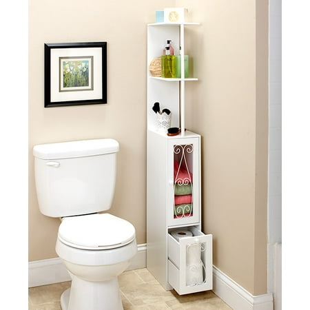Bathroom Storage Cabinet With Scrolled Drawers For Towels Toilet