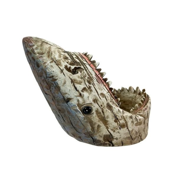 Chesapeake Bay Ltd. Distressed Wood Finish Resin Shark Wine Bottle Holder – 7 inches Long