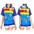 thumbnail image 2 of HAPPY BAY Button Down Shirt for Women Casual Beach Party Short Sleeve Vacation Blouse Shirt Summer Button up Dress Hawaiian Shirts Blouses for Women S Upside Down Palm, Royal Blue, 2 of 6