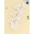thumbnail image 4 of Baby Bubble Romper Short Sleeve Round Neck Letter Print Bodysuit Pregnancy Announcement Playsuit, 4 of 10