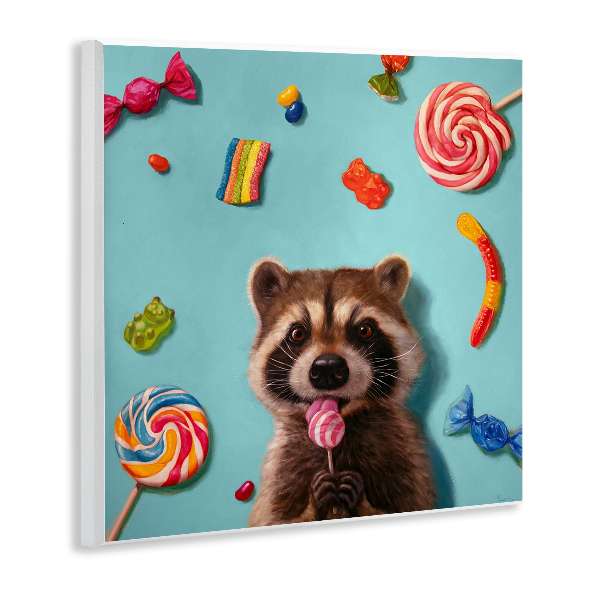 Stupell Industries Raccoon & Sweets Candies Food & Beverage Painting Unframed Art Print Wall Art, 12 x 12