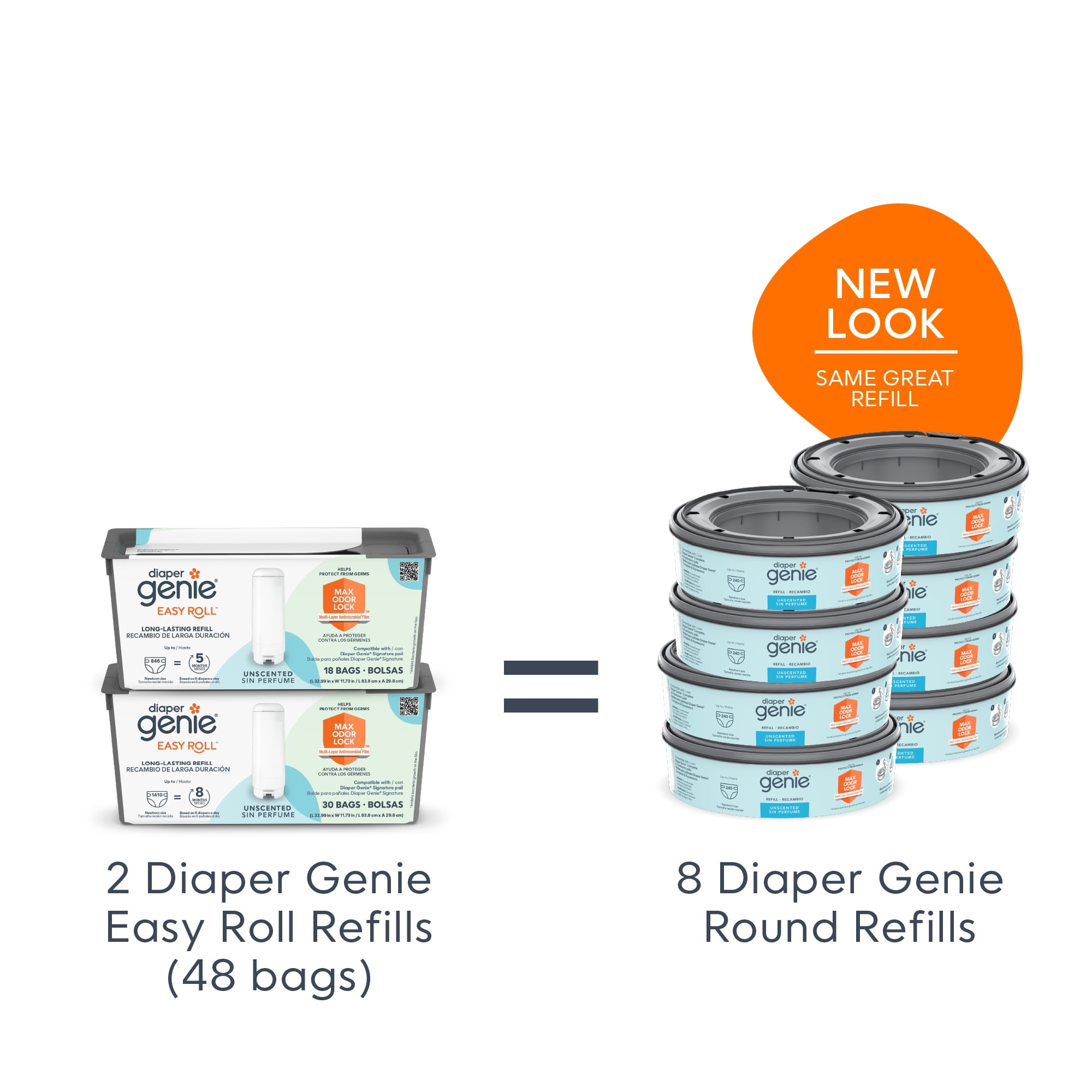 Diaper Genie Signature – Poubelle à Couches Avec Recharge Easy Roll (48 Sacs) | Contrôle Des Odeurs, Pédale Mains Libres - 5