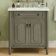 thumbnail image 2 of 31" Vintage Bathroom Vanity with Sink, Rustic Bathroom Cabinet with Soft Close Doors and Adjustable Shelf, Freestanding Bathroom Vanity with Rubber Wood Legs, Antique Gray, 2 of 9