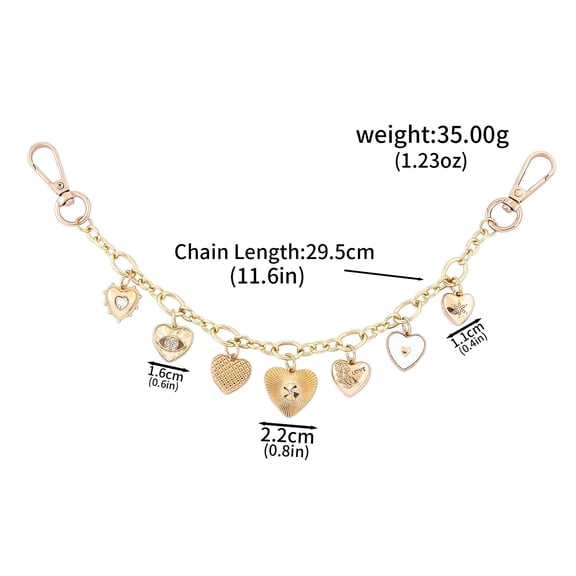 Sorgerly Gold Heart Charm Bag Chain Purse Strap Decorative Handbag Chain with Lobster Clasps for Women