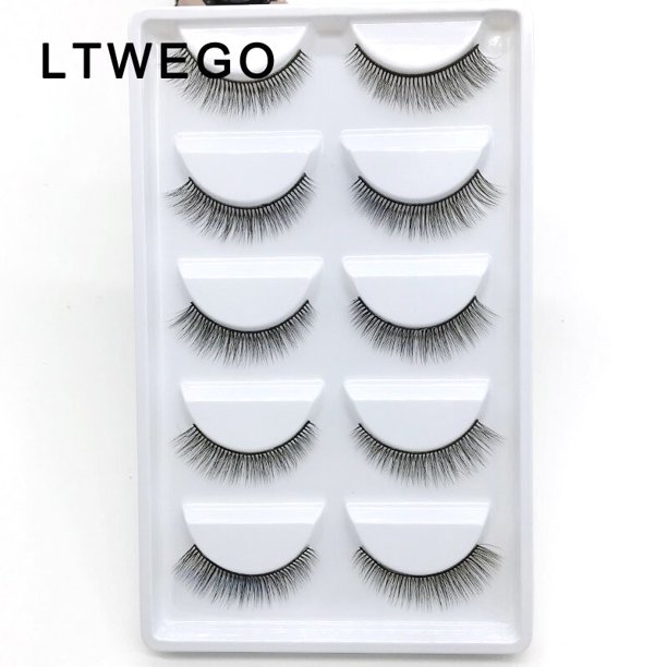 LTWEGO 5 pares de pestañas de visón de imitación esponjosas extensión de pestañas postizas largas naturales volumen hecho a mano pestañas 3d maquillaje faux cils cilios Tan Jianjun unisex