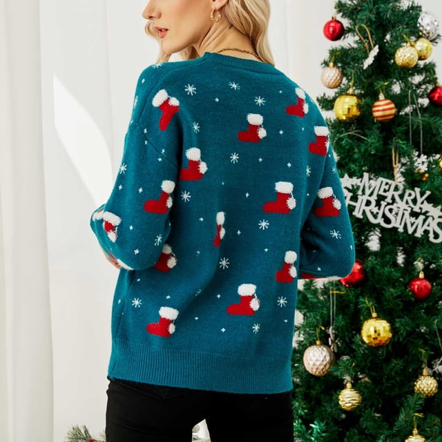 Women's SweaterLong Sleeve Women's Christmas Sweater Round Neck Funny Cartoon Pattern Knitted Warm For Party For Home ANGGREK Otros