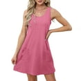 thumbnail image 1 of Liquidation d'Été 2025! Robe Grande Taille pour Femmes, Liquidation d'Été pour Femmes, Mode Femmes Été Poche Décontractée Robe Mini Sans Manches Col Rond, 1 of 5