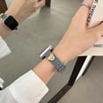 thumbnail image 6 of Compatible for Apple Watch Band 42mm 44mm 45mm 49mm Women Girls Boys, Slim Denim PU Leather Cute Bear Design Hand Strap Bracelet for iWatch Band Series SE 9 8 7 6 5 4 3 2 1 Ultra, Blue, 6 of 7
