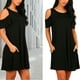 thumbnail image 5 of Vestido de mujer Nikou negro de moda con cuello redondo holgado en forma de A manga corta M, 5 of 12