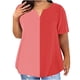 thumbnail image 1 of Plus Tamaño de las Mujeres Blusas, Cuello en V Casual Suelto Manga Corta Superior, Impresión Blusa Poliéster Spandex, 1 of 8