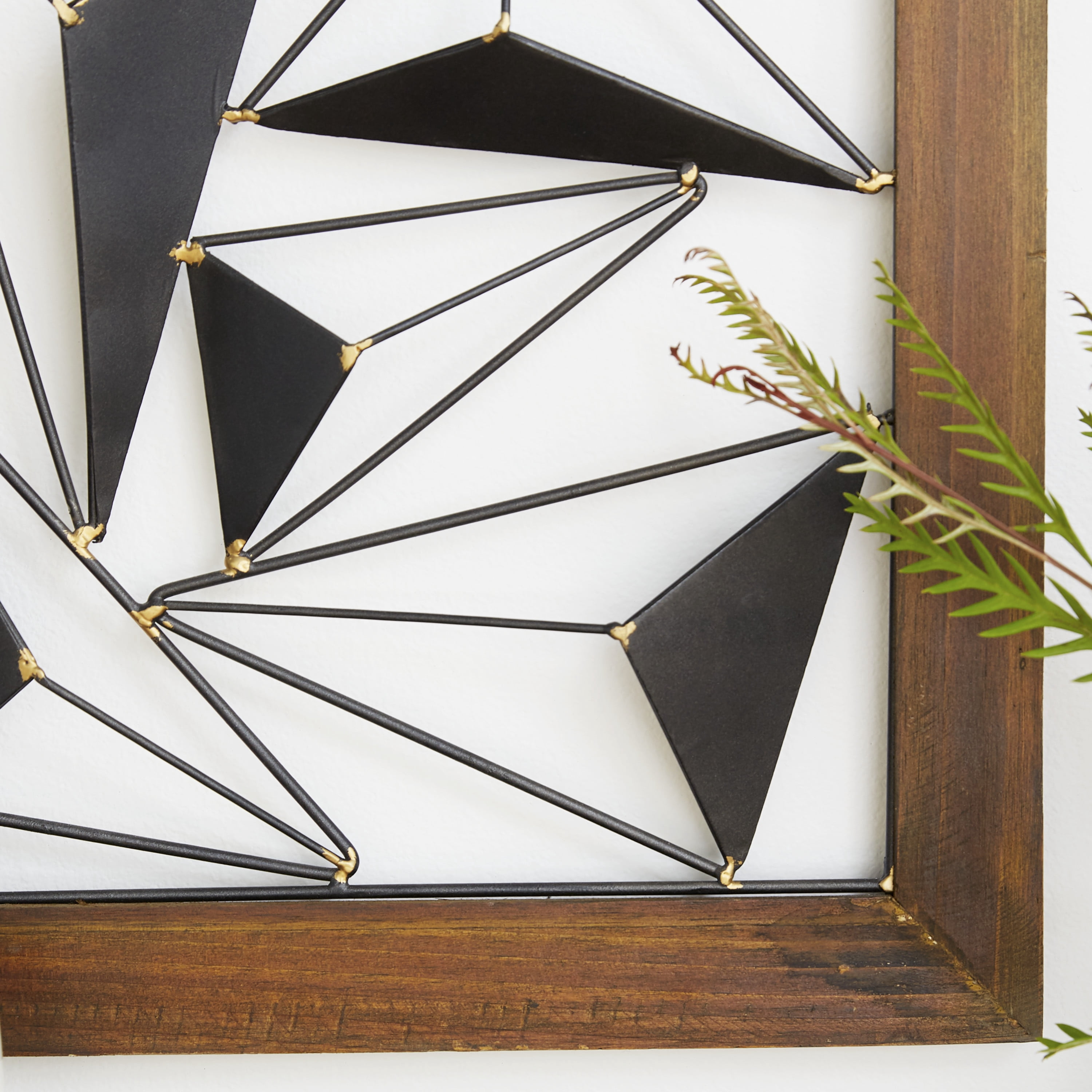 DecMode Black Metal Geometric Wall Decor with Wood Frame (2 Count)
