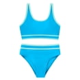 thumbnail image 3 of Usaibhir Girls Swimsuit Two Piece High Waist Athletic Piping Girls Bathing Suit Cute Fashion Classic Bikinis Set Kids Swim Suits 9-15T, 3 of 8