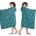 thumbnail image 4 of Teal Dancing Skeleton Pattern Hooded Bath Towel，50"x30" for Ages 3 To 12 Kids, Quick Dry Lightweight Soft Microfiber Hood Beach Towel Cover Up for Kids, 4 of 7