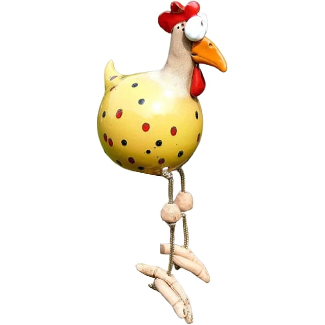 Estatua de pollo para decoración de jardín, valla de resina, columpio, adorno para patio, cabeza de estancia, parodia de pollo, diseño divertido de pollo (amarillo) ER