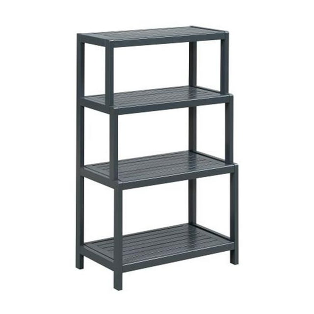 New Ridge Home Goods 2022-GRA Dunnsville 4-Tier Stepback Shelf - Graphite