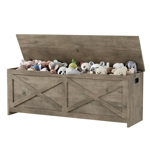 Huisuilinss Storage Chest,47" Wood Storage Bench,Large Storage Trunk,Farmhouse ToyChest,Shoe Bench With Safety Hinges For Entryway Living Room Bedroom