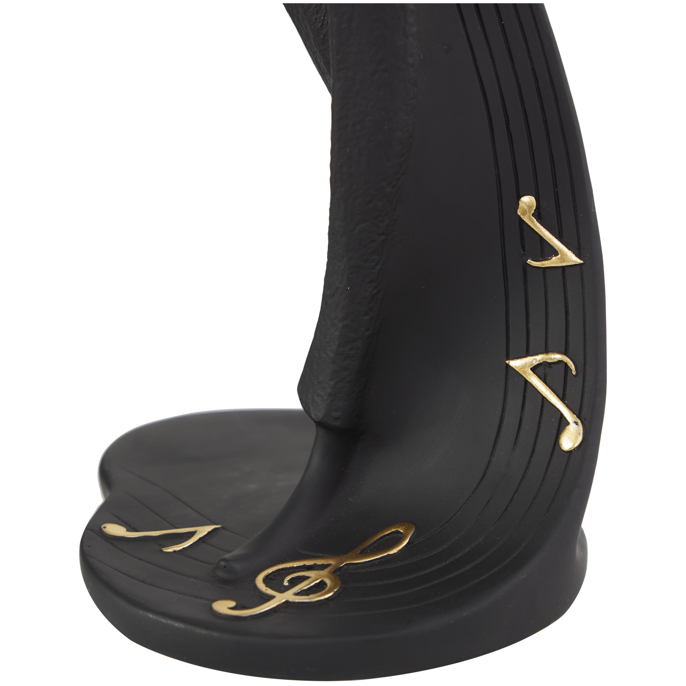 15", 13", 15"H Black Polystone Abstract Musician Sculpture with Gold Instruments and Music Notes, by DecMode (3 Count)