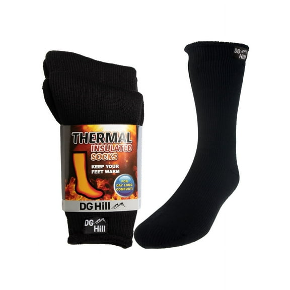 DG Hill Heat Trapping Thick Thermal Insulated Winter Boot Socks for Women, Crew, 2 Pairs