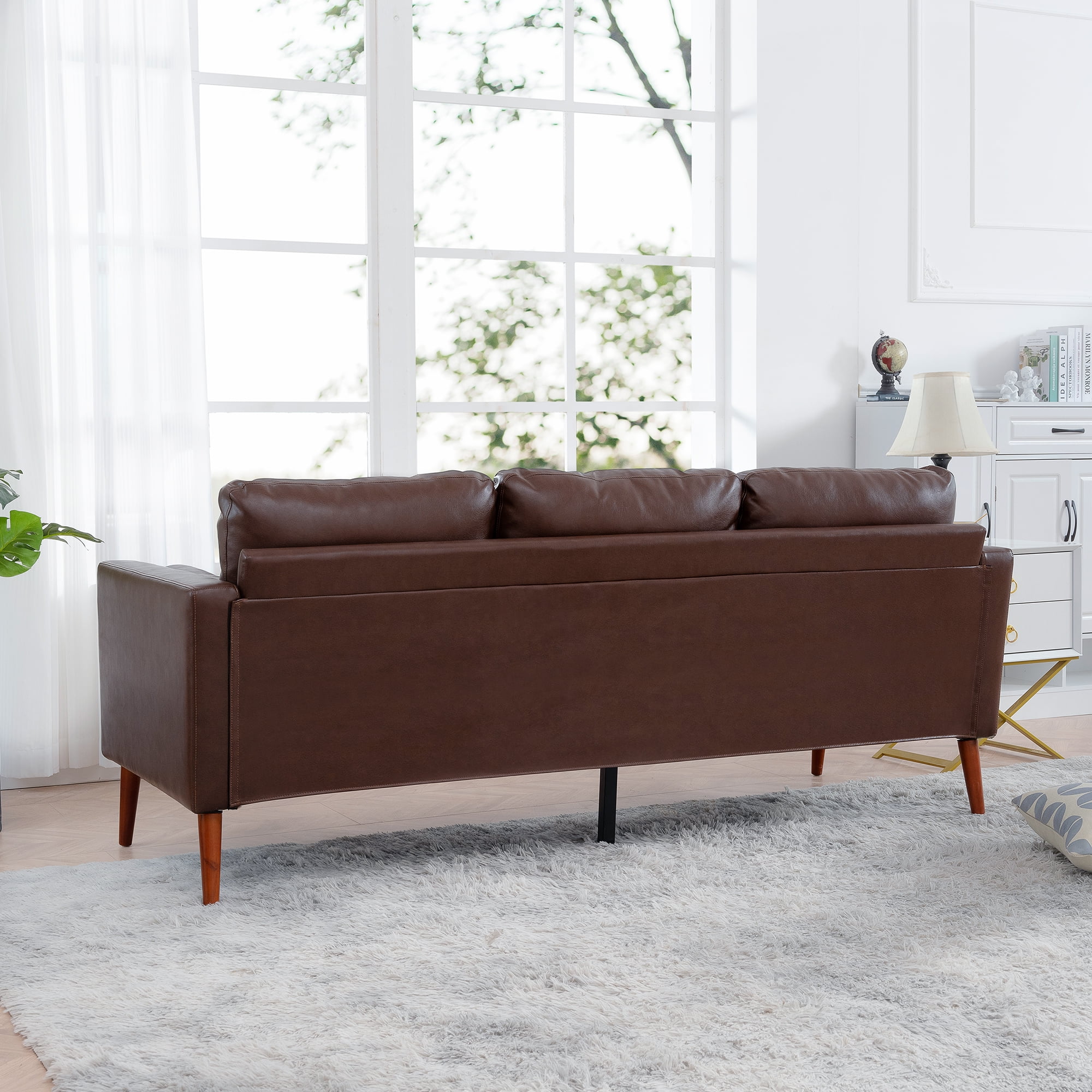 Hommoo Pu Leather Sofa Couch 3 Seat