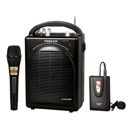 Pyle PWMA200 Rechargeable Portable PA System with Wireless Lavalier/Headset MIC