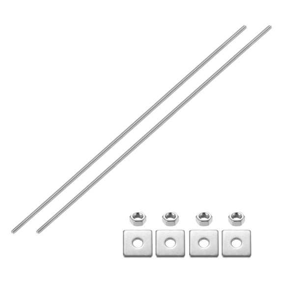 2Pack Fully Threaded Rod, M6 x 400mm 304 Stainless Steel with Nuts Washers