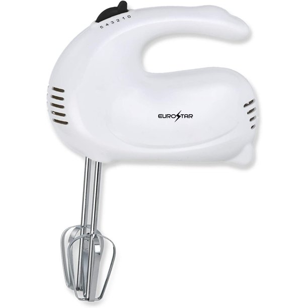 EUROSTAR 5Speed Hand Mixer with Stainless Steel Beaters (White