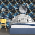 thumbnail image 6 of Starry Night Sky Wallpaper Peel and Stick 17.4" x 118" Dark Blue Galaxy Contact Paper Modern Space Wallpaper for Bedroom Cabinet Bathroom Home Decor, 6 of 16