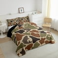 thumbnail image 3 of Manfei Fishing Hunting 3 Pieces Queen Comforter Set,Abstract Camouflage Ultra Soft Bedding Sets,Brown Green Bedding Comforter Set,Microfiber Teens Bedroom Decor,Reversible, 3 of 8