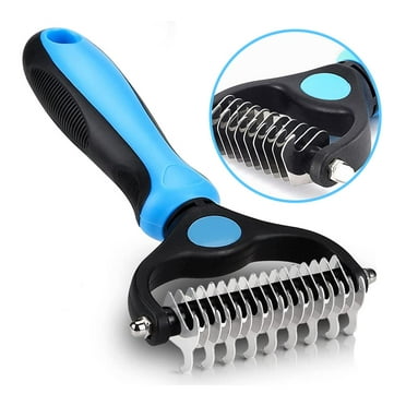 Pet Grooming Brush- Double Sided Dematting Undercoat Rake Comb - Shedding Comb and Dematting Tool for Dog and Cat Grooming (Large)