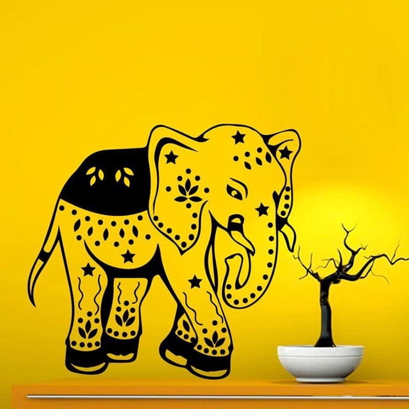 Indian Elephant Wall Stickers Home Decor Animal Vinyl Wall Decals Living Room Bedroom Self Adhesive Wallpaper 63x58cm