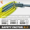 thumbnail image 2 of 2-Ply Lifting Straps 1”x 8 ft Webbing Sling Tree Saver 2Pack Heavy Duty Web Strap Rigging Moving Towing Hoisting Gear KODIAK STRAPS, 2 of 6