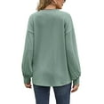 thumbnail image 2 of Fashnice Tee-Shirt Femme Manches Longues Tunique Blouse Ample Travail Vert Foncé 2TG, 2 of 3