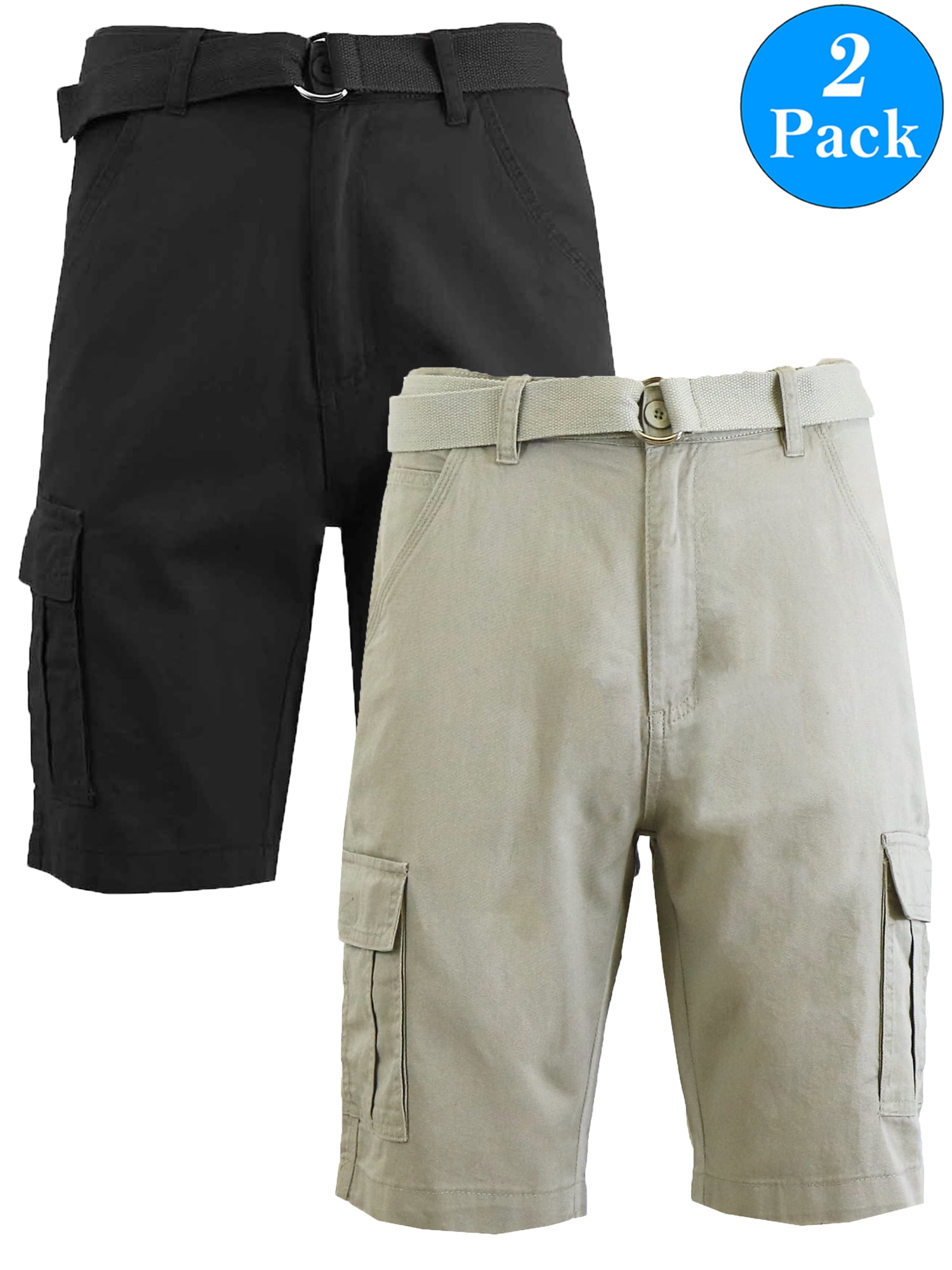Men's Belted Cotton Cargo Shorts (2-Pack) - Walmart.com Men's Belted Cotton Cargo Shorts (2-Pack) - Walmart.com