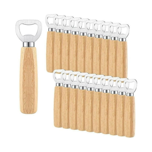 20 Pcs Stainless Steel Bottle Opener Bartender Wood Beer Opener Cider Wine Opener Bottle Opener wit